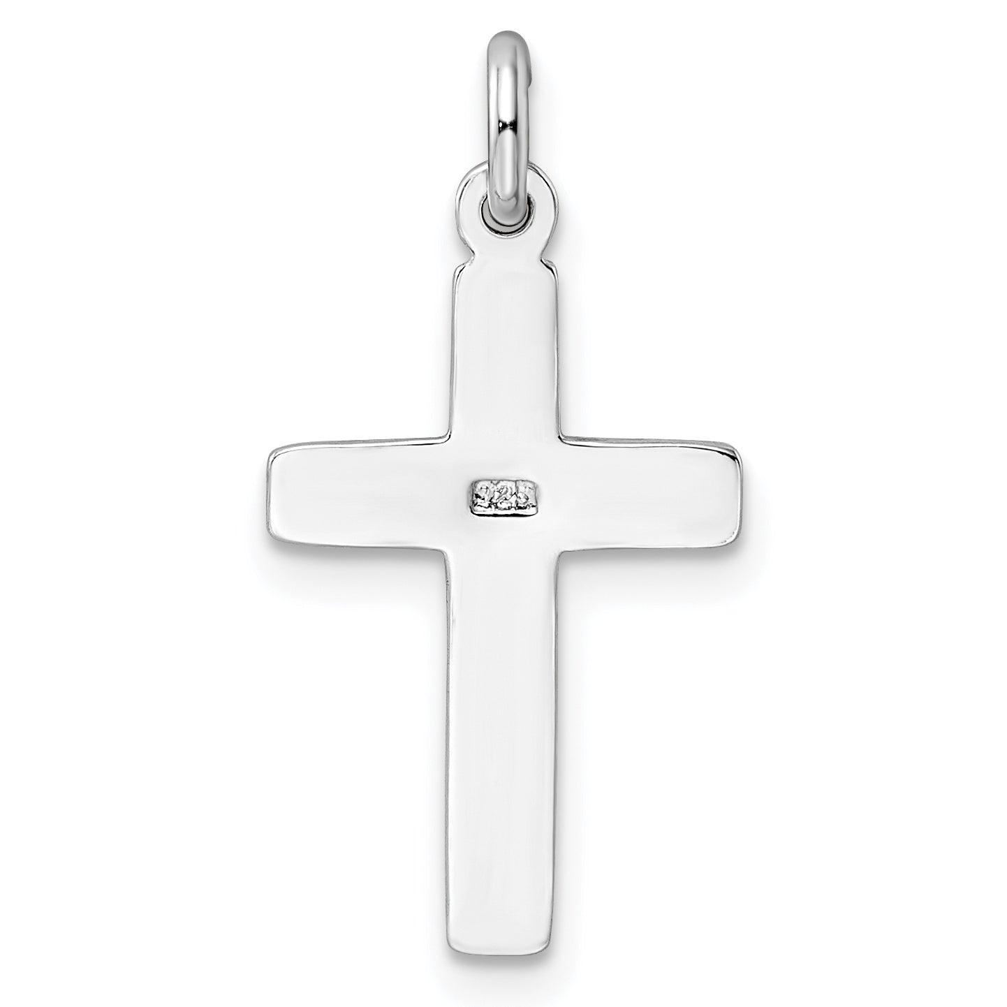 Sterling Silver Rh-Plated Dove Cross Pendant