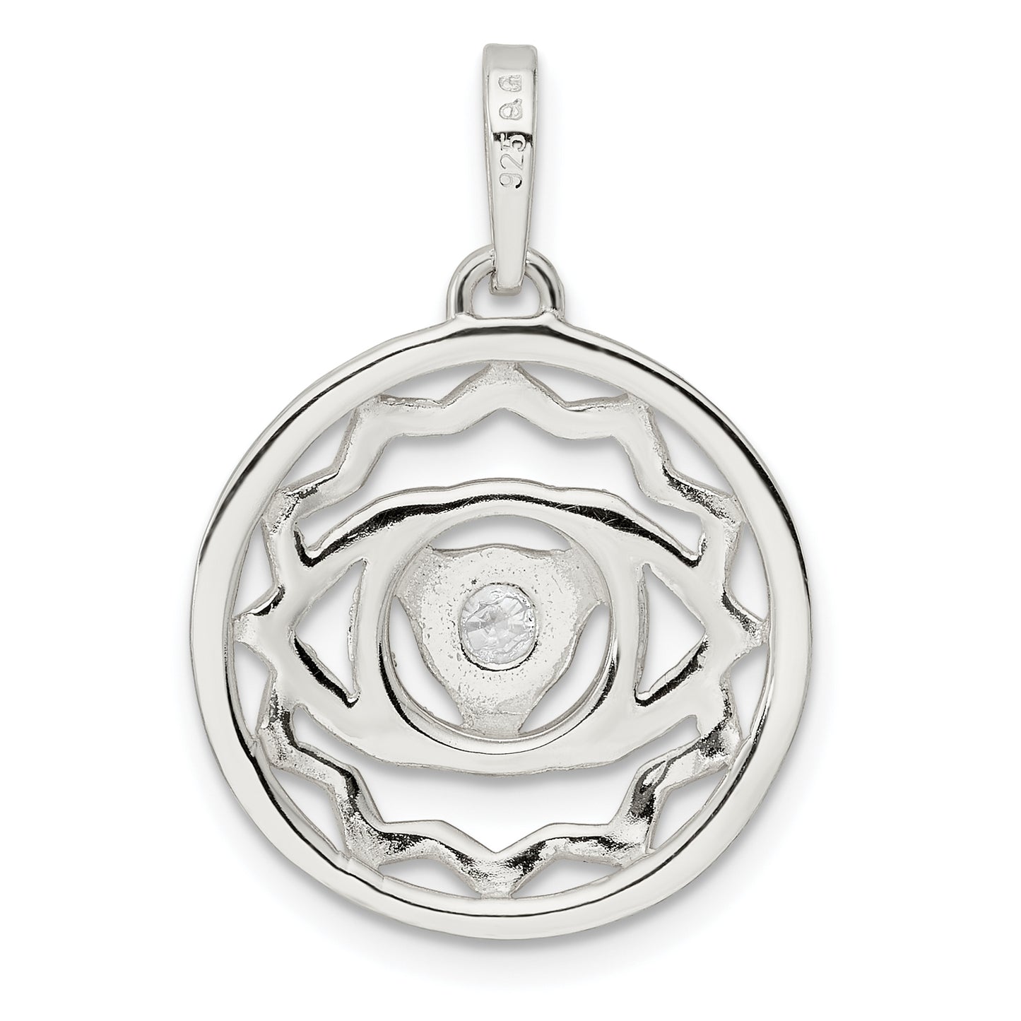 Sterling Silver Cz Third Eye Chakra Filigree Pendant