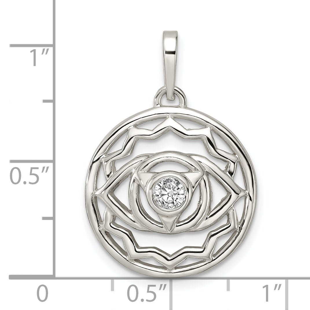 Sterling Silver Cz Third Eye Chakra Filigree Pendant