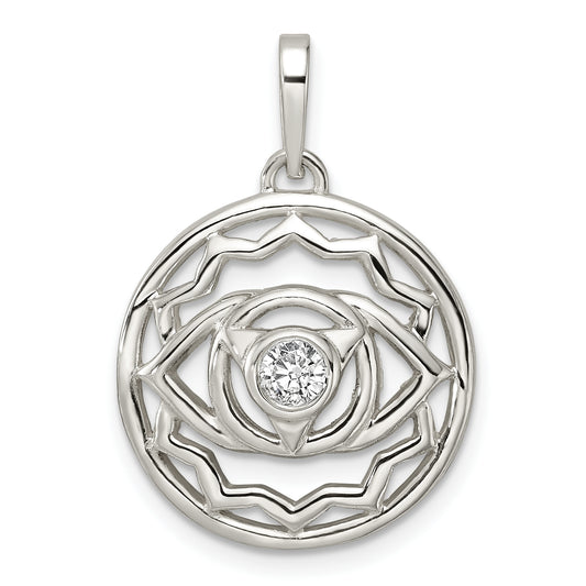 Sterling Silver Cz Third Eye Chakra Filigree Pendant