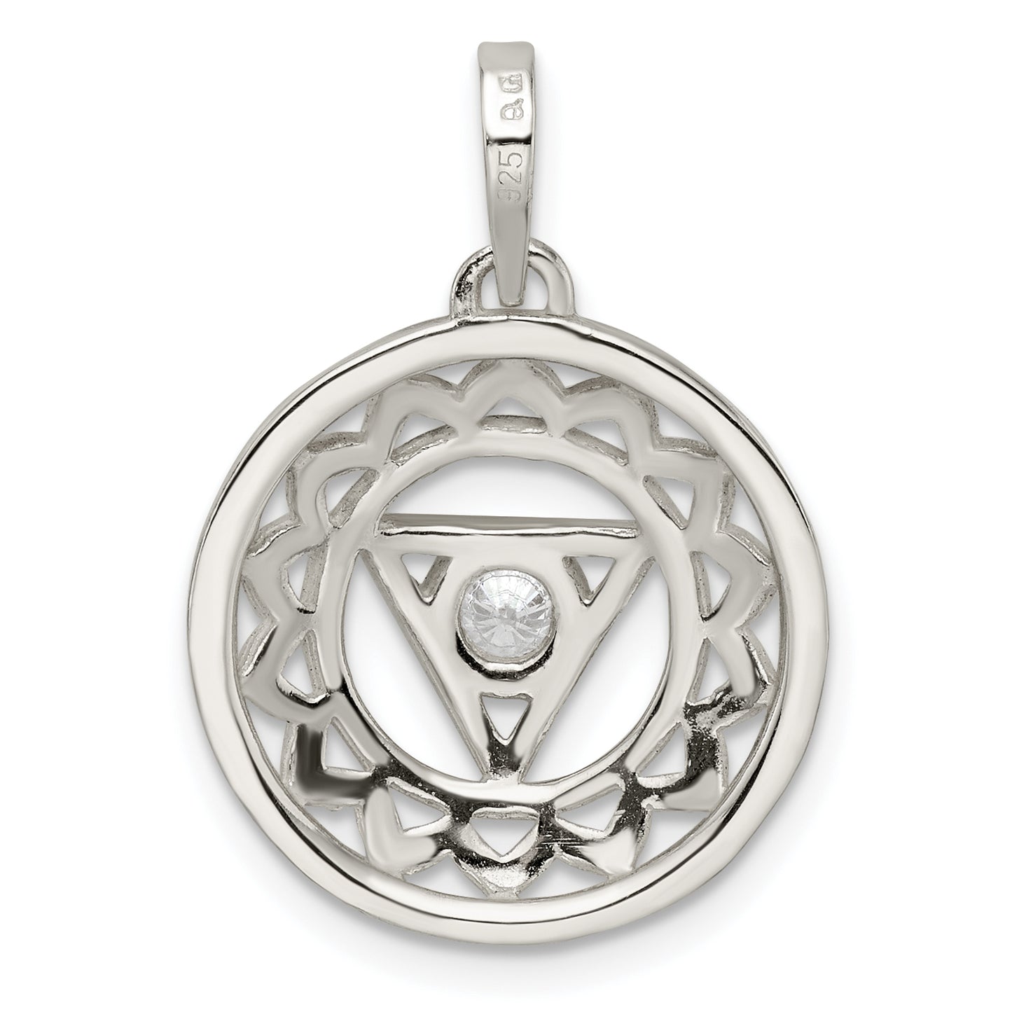 Sterling Silver Cz Throat Chakra Filigree Pendant