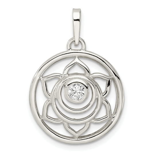 Sterling Silver Cz Lotus Chakra Filigree Pendant