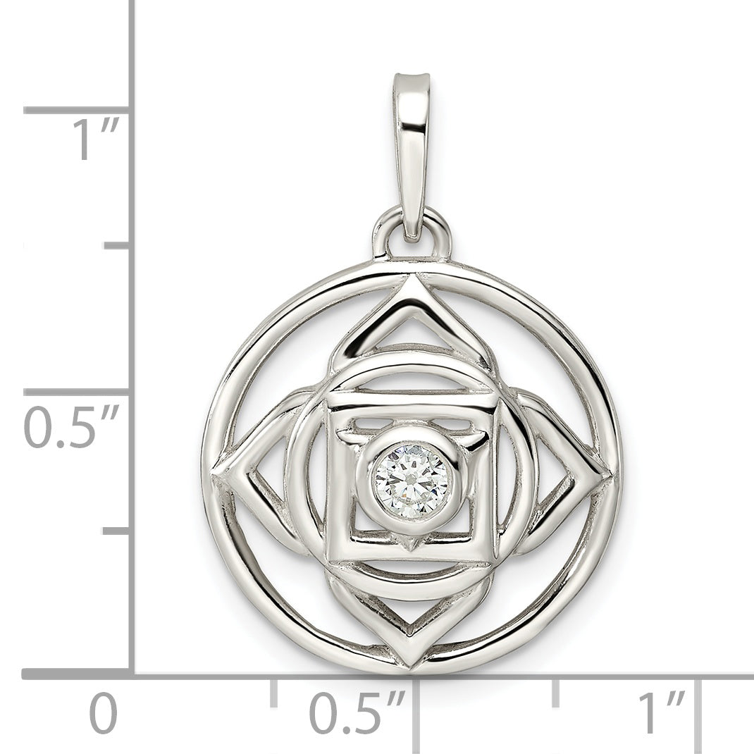 Sterling Silver Cz Root Chakra Filigree Pendant