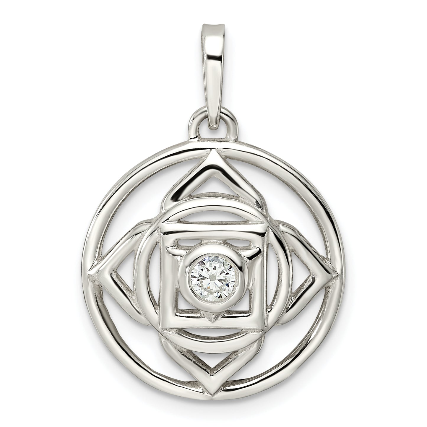 Sterling Silver Cz Root Chakra Filigree Pendant