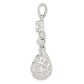 Sterling Silver Polished Cz Teardrop Dangle Pendant