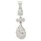 Sterling Silver Polished Cz Teardrop Dangle Pendant