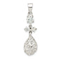 Sterling Silver Polished Cz Teardrop Dangle Pendant