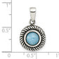 Sterling Silver Antiqued Circle Imitation Turquoise Pendant