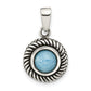 Sterling Silver Antiqued Circle Imitation Turquoise Pendant