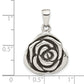 Sterling Silver Polished Antiqued Rose Pendant