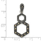 Sterling Silver Antiqued Marcasite Hexagon Pendant