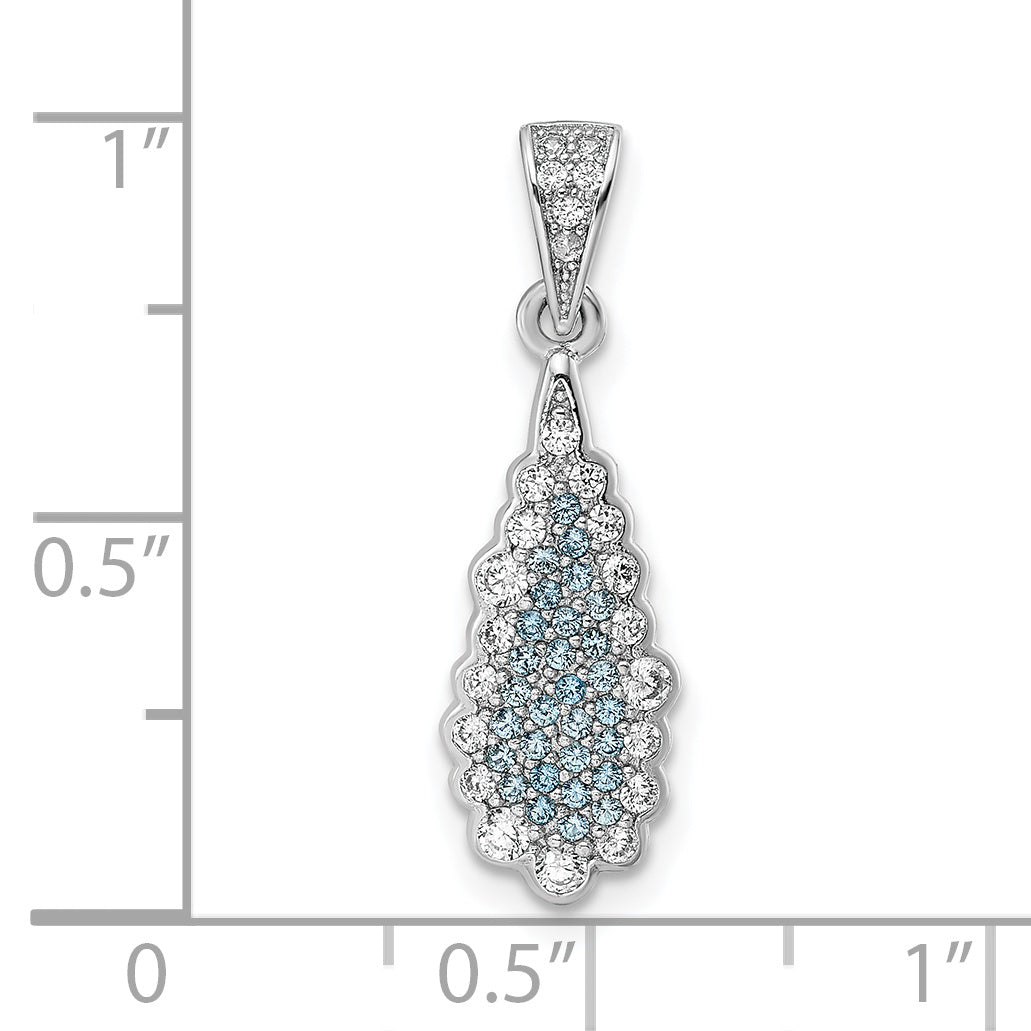 Sterling Silver Rhodium-Plated Cz Teardrop Pendant