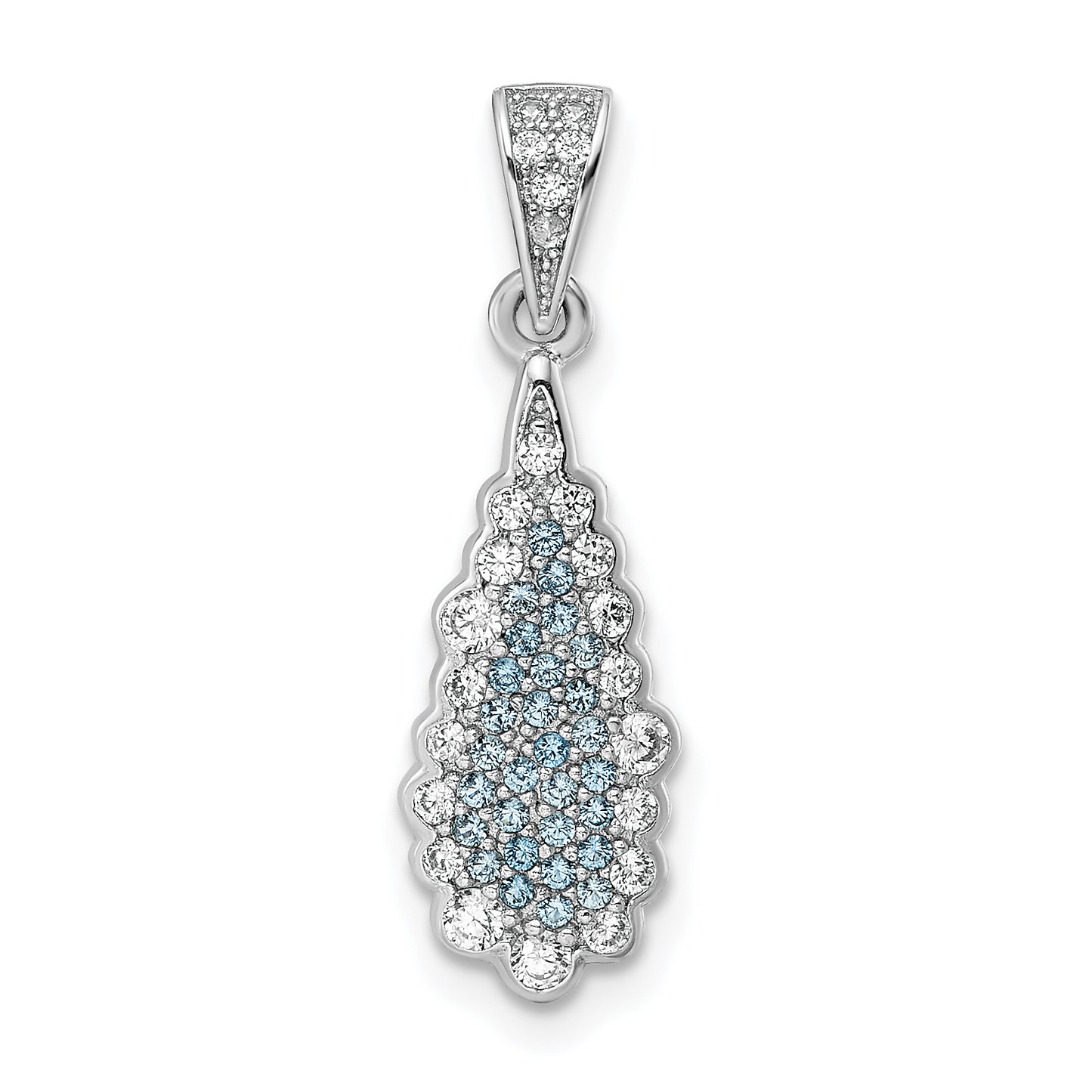 Sterling Silver Rhodium-Plated Cz Teardrop Pendant