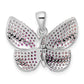 Sterling Silver Rhodium-Plated Polished Pink Cz Butterfly Pendant