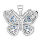 Sterling Silver Rhodium-Plated Polished Blue & White Cz Butterfly Pendant