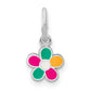 Sterling Silver Rh-Plated Multi-Color Enameled Flower Children'S Pendant