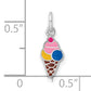 Sterling Silver Rh-Plated Enameled Ice Cream Cone Children'S Pendant