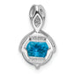 Sterling Silver Rhodium-Plated Circle Swiss Blue Topaz/White Topaz Pendant