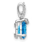 Sterling Silver Rhodium-Plated Circle Swiss Blue Topaz/White Topaz Pendant