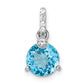 Sterling Silver Rhodium-Plated Circle Swiss Blue Topaz/White Topaz Pendant