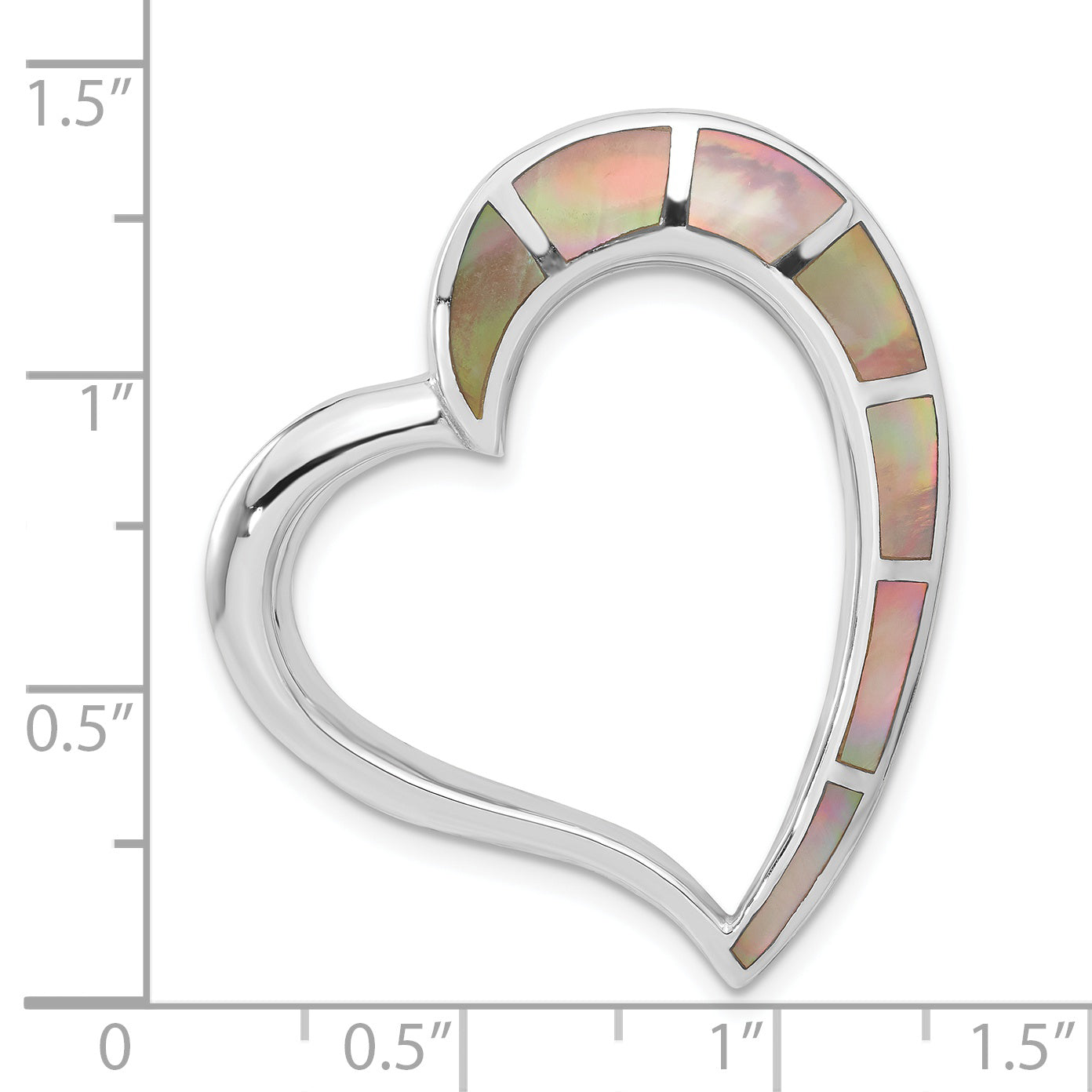 Sterling Silver Tan Shell Heart Slide Pendant