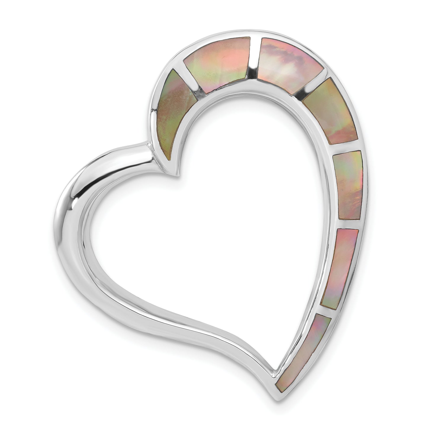 Sterling Silver Tan Shell Heart Slide Pendant