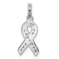 Sterling Silver Rhodium-Plated Cz Awareness Ribbon Pendant