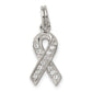 Sterling Silver Rhodium-Plated Cz Awareness Ribbon Pendant