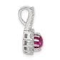 Sterling Silver Pink & Clear Cz Pendant Slide