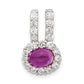 Sterling Silver Pink & Clear Cz Pendant Slide