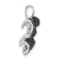 Sterling Silver Antiqued Blue & Clear Cz Butterfly Pendant