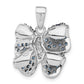 Sterling Silver Antiqued Blue & Clear Cz Butterfly Pendant