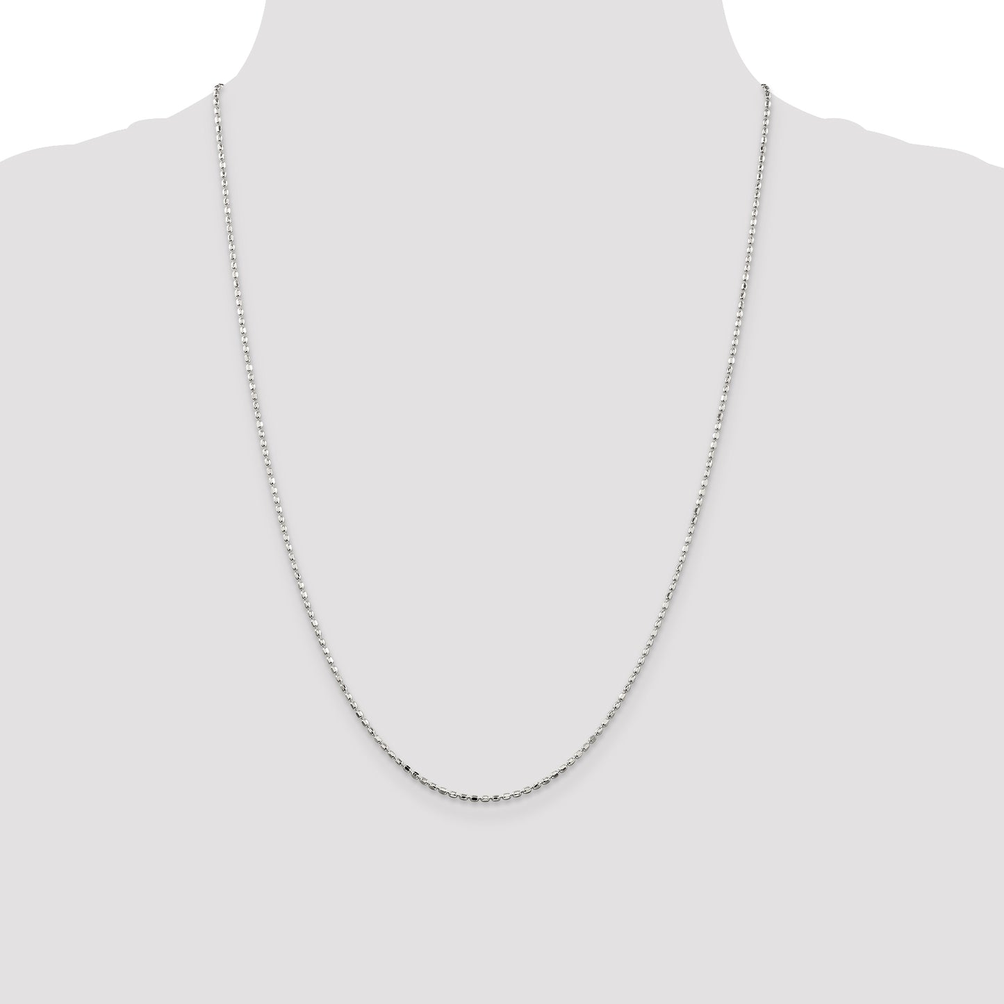 24 Inch Sterling Silver 1.5mm Fancy Beaded Chain