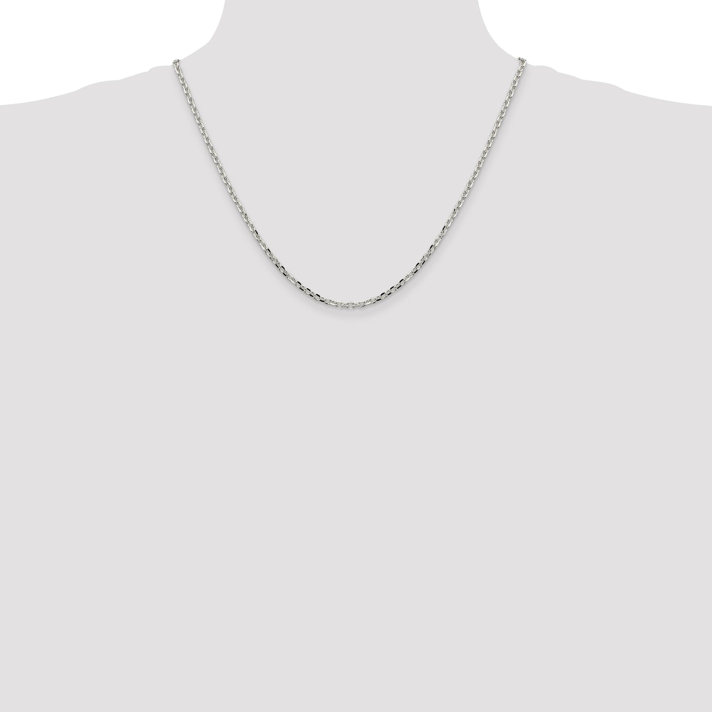 20 Inch Sterling Silver 2.75mm Diamond-Cut Forzantina Cable Chain