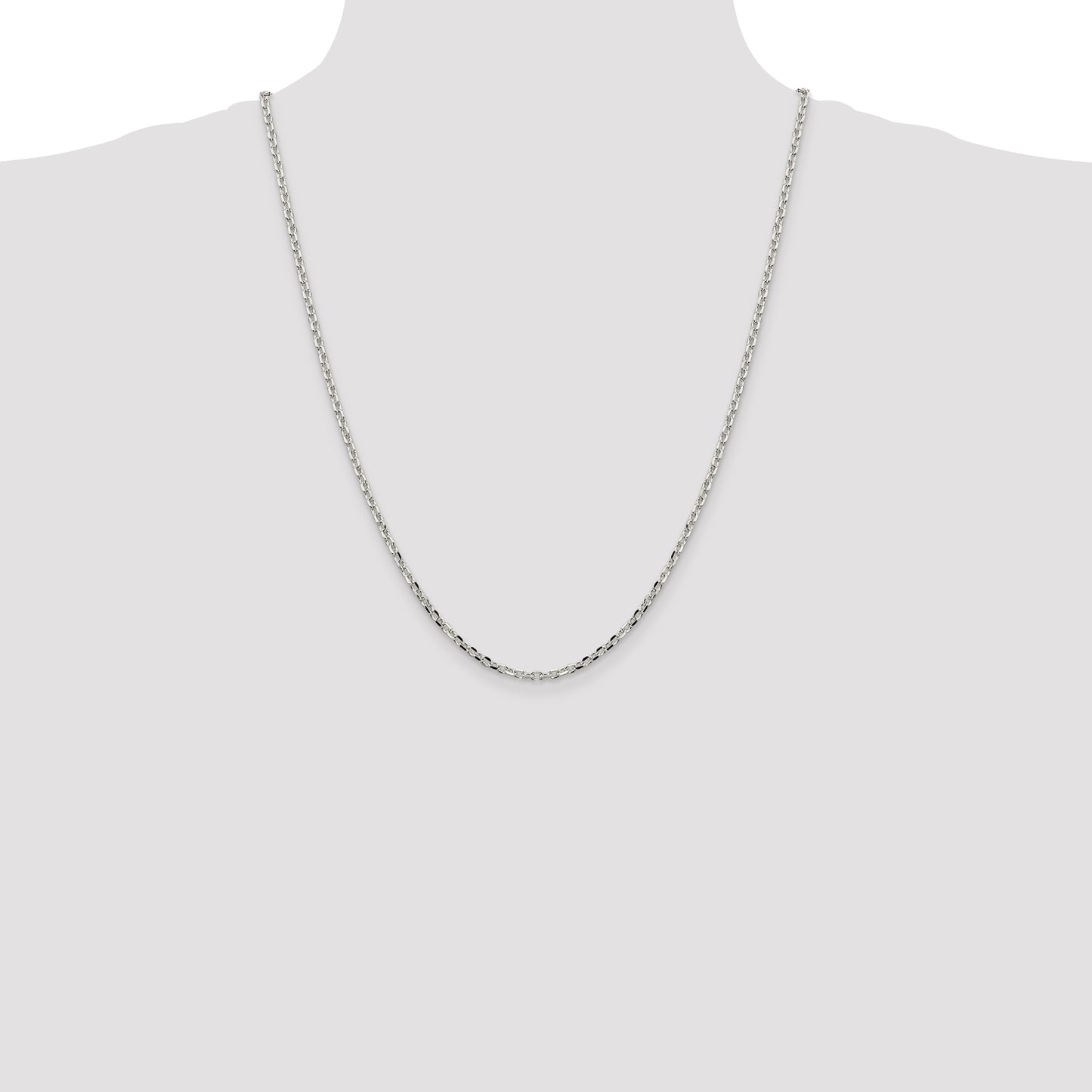 24 Inch Sterling Silver 2.75mm Diamond-Cut Forzantina Cable Chain