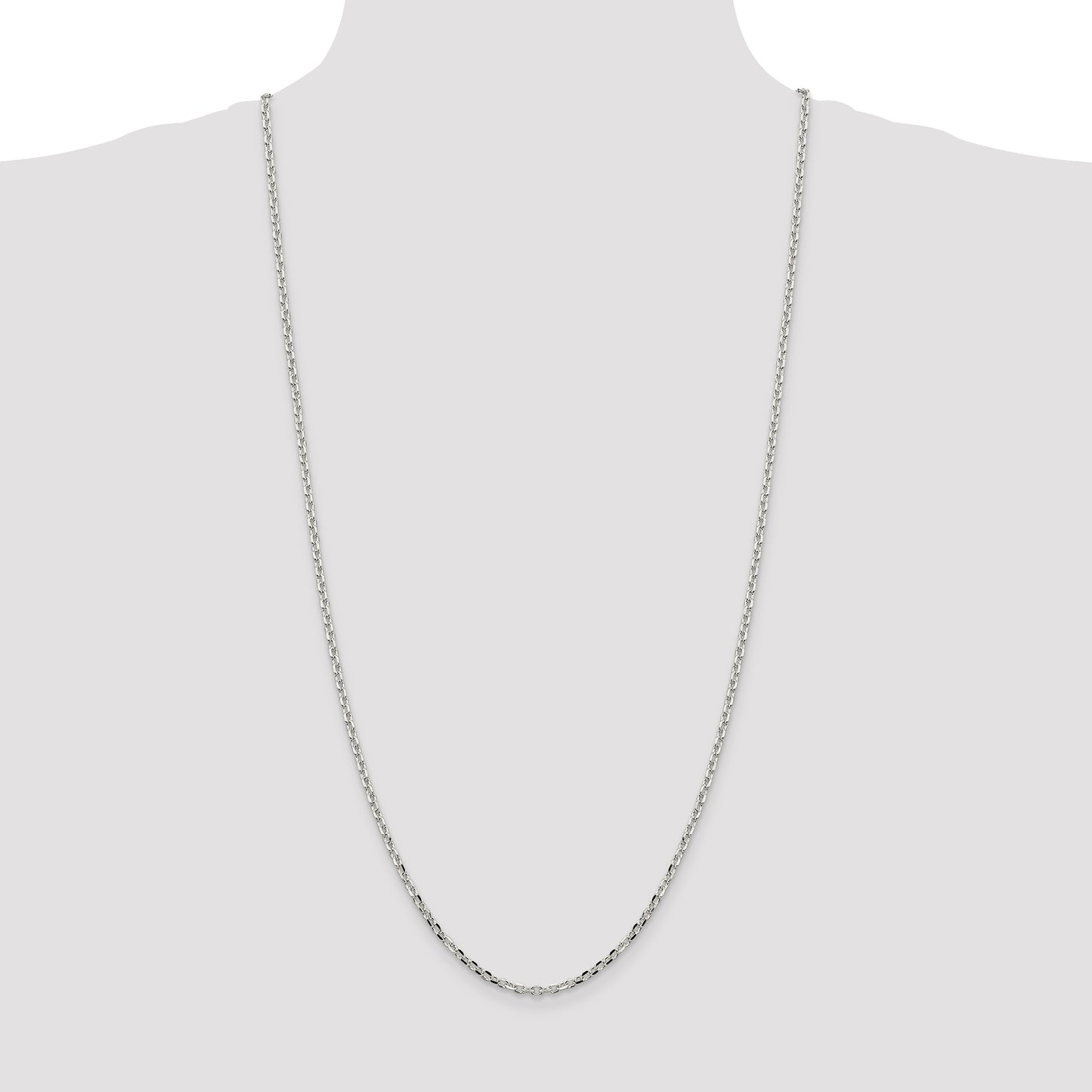 30 Inch Sterling Silver 2.75mm Diamond-Cut Forzantina Cable Chain