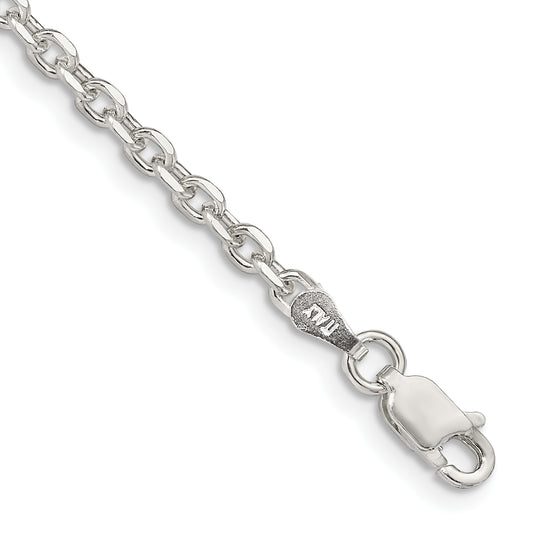 7 Inch Sterling Silver 2.75mm Diamond-Cut Forzantina Cable Chain