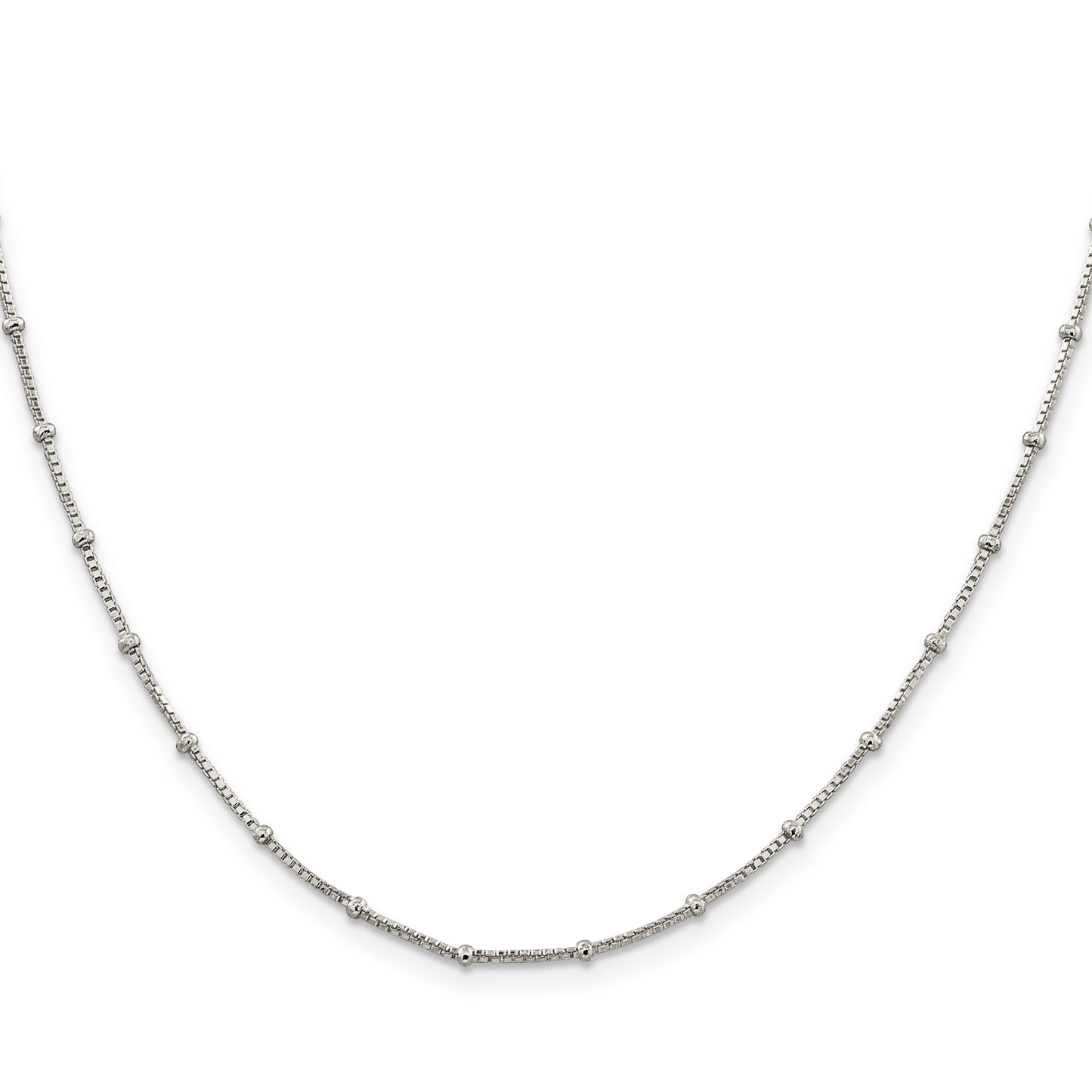 20 Inch Sterling Silver 1.25mm Fancy Beaded Box Chain