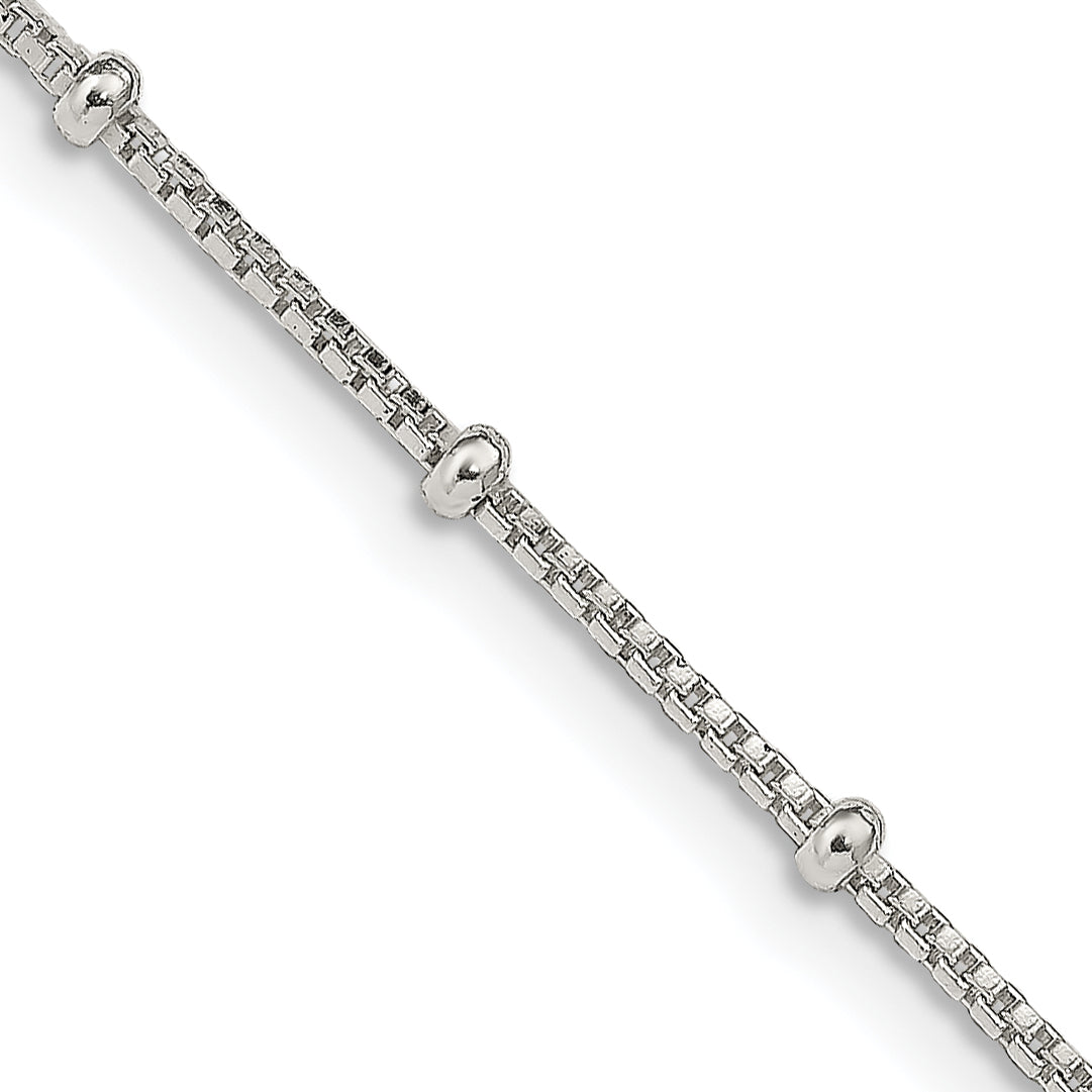 16 Inch Sterling Silver 1.25mm Fancy Beaded Box Chain