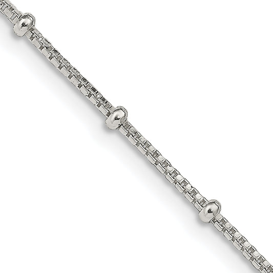 18 Inch Sterling Silver 1.25mm Fancy Beaded Box Chain