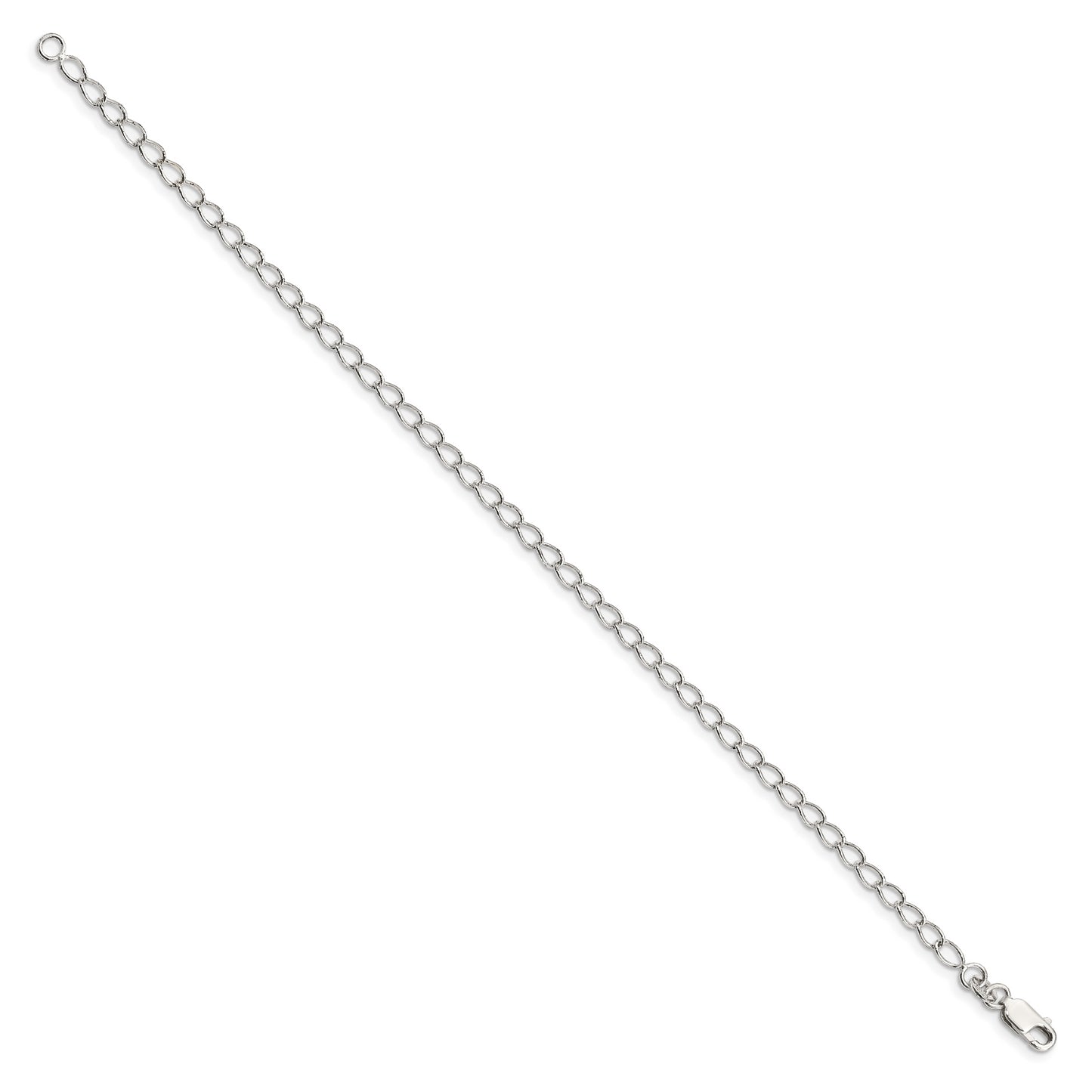 8 Inch Sterling Silver 3mm Half Round Wire Open Curb Chain