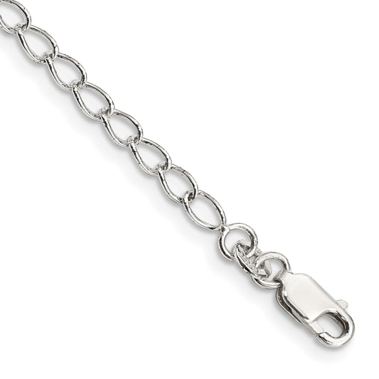 10 Inch Sterling Silver 3mm Half Round Wire Open Curb Chain Anklet