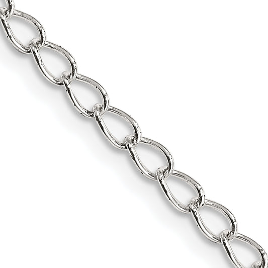 16 Inch Sterling Silver 3mm Half Round Wire Open Curb Chain