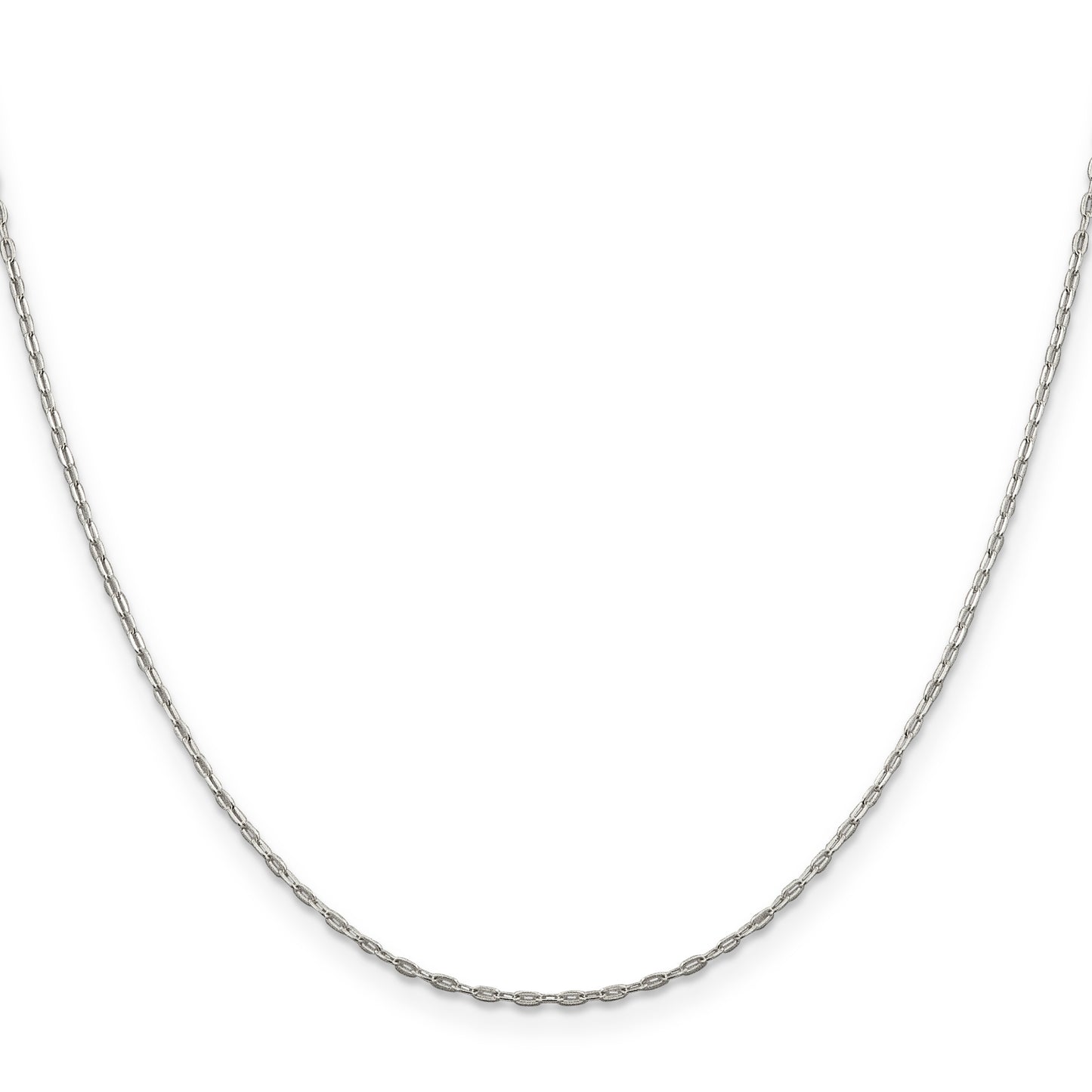 18 Inch Sterling Silver 1.4mm Flat Oval Cable Chain W/2In Ext.