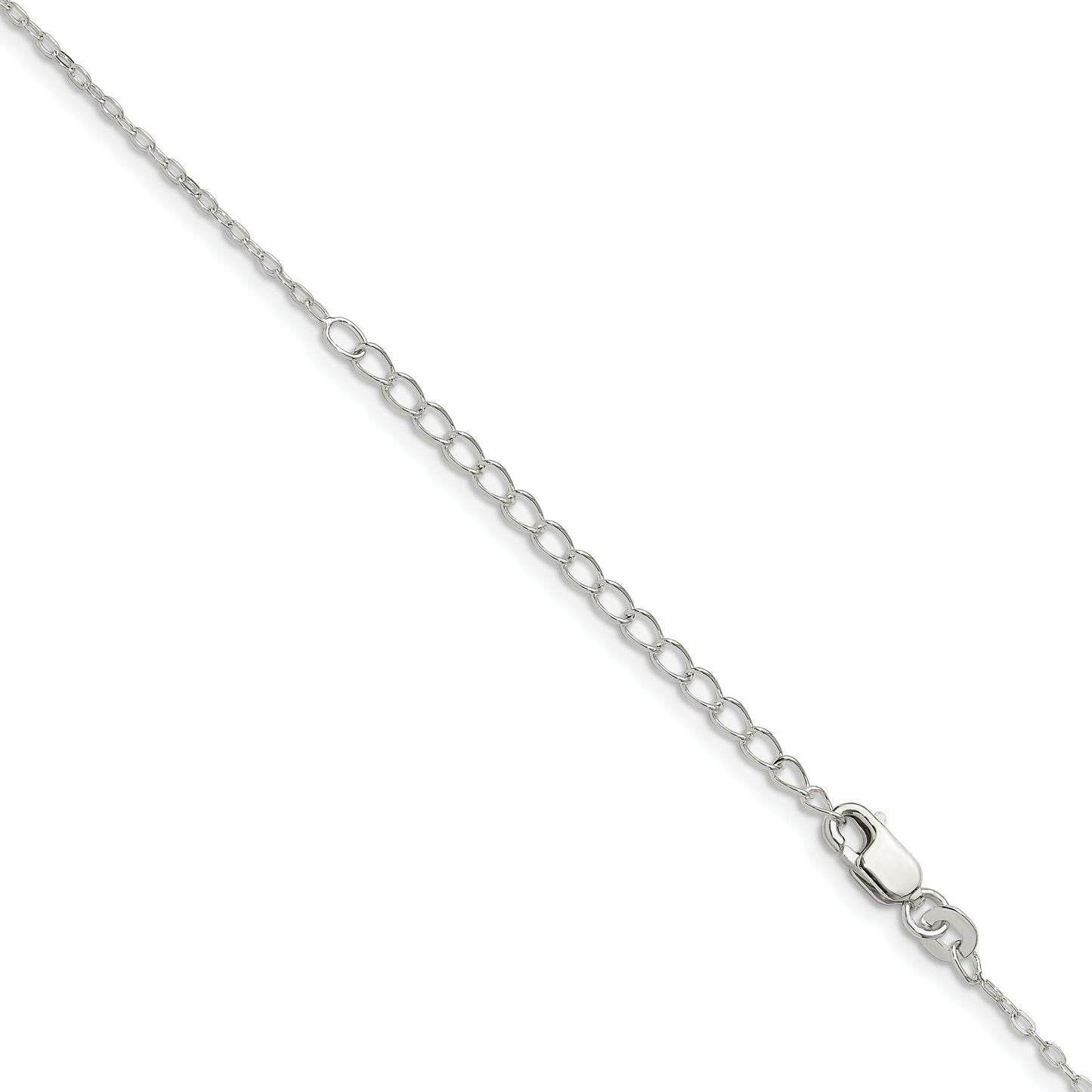 18 Inch Sterling Silver 1.4mm Flat Oval Cable Chain W/2In Ext.