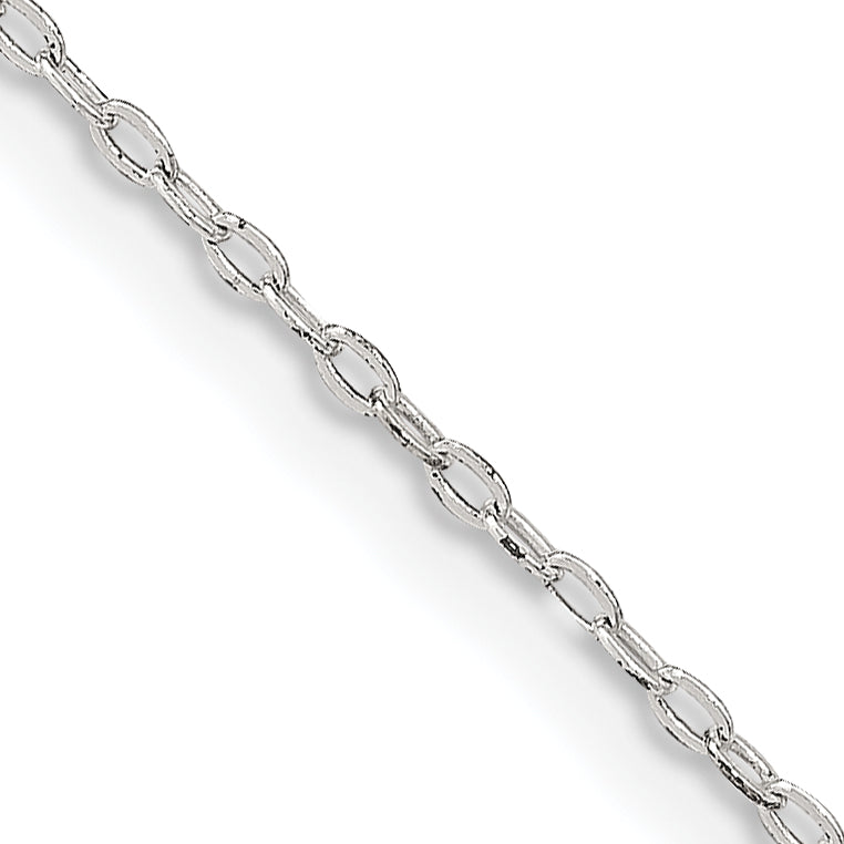 18 Inch Sterling Silver 1.4mm Flat Oval Cable Chain W/2In Ext.