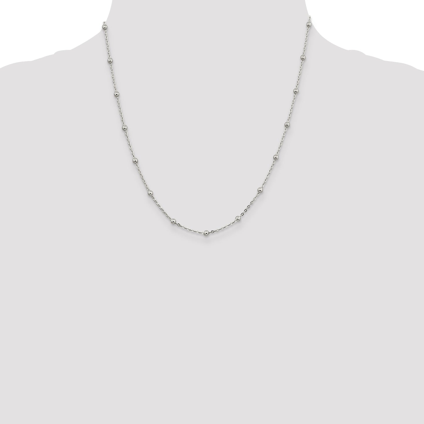 20 Inch Sterling Silver 1.3mm Fancy Beaded Chain