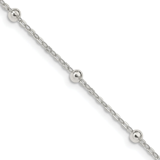 16 Inch Sterling Silver 1.3mm Fancy Beaded Chain