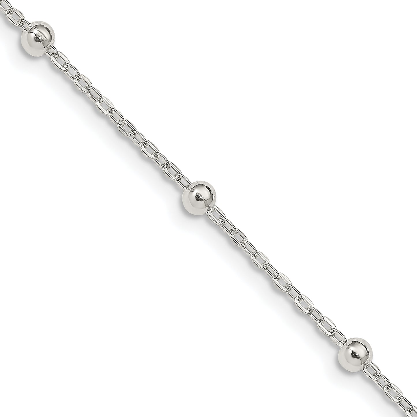 18 Inch Sterling Silver 1.3mm Fancy Beaded Chain