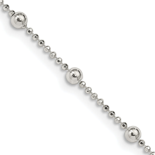 16 Inch Sterling Silver 1.15mm Diamond-Cut Fancy Beaded Chain